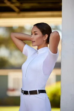 Outlet ariat Ascent konkurranseskjorte med 1/4 glidelås for kvinner WH/AB