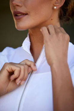 Outlet ariat Ascent konkurranseskjorte med 1/4 glidelås for kvinner WH/AB