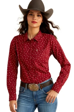 Best ariat Kvinner WR Kirby Langermet Skjorte CattleBrandPrint