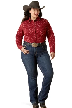 Best ariat Kvinner WR Kirby Langermet Skjorte CattleBrandPrint