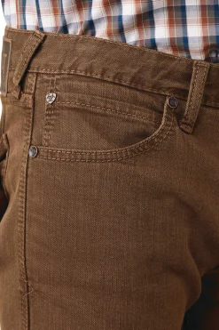 Outlet ariat M7 Str Grizzly Straight jeans til herre i olivengrønn Peat