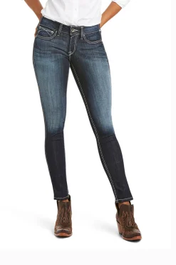 ariat Real Mid Rise Skinny Ella, dame DenimBlue