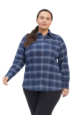 Sale ariat Rebar Flannel DuraStretch langermet arbeidsskjorte til dame DB/AB