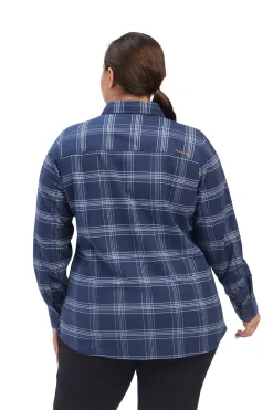 Sale ariat Rebar Flannel DuraStretch langermet arbeidsskjorte til dame DB/AB