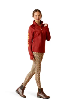 Clearance ariat Tek Team sweatshirt med 1/2 glidelås, dame FiredBrick