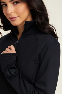 Online ariat Venture sweatshirt med 1/2 glidelås til dame Black