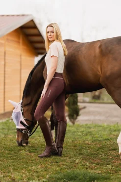 Discount bvertigo B Vertigo Elea helforsterket ridebukse til dame RedMahogany