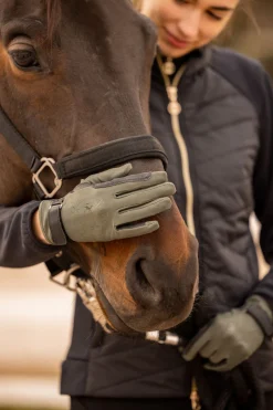 Clearance bvertigo B Vertigo Laia ridehansker med logotrykk til dame BeetleGreen