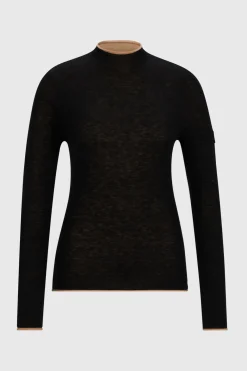 Discount boss May myk strikket høyhalset genser Black