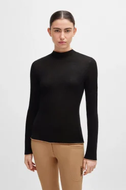 Discount boss May myk strikket høyhalset genser Black