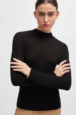 Discount boss May myk strikket høyhalset genser Black