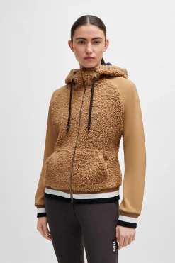 Hot boss Riva Teddy Hybrid Zip hettegenser Camel