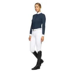 Outlet cavalleriatoscana Cavalleria Toscana Embroidery stevneskjorte med lange ermer for kvinner Blue