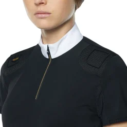 cavalleriatoscana Cavalleria Toscana R-Evo Epaulet Shortsleeve Zip Polo Black