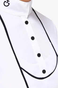 Hot cavalleriatoscana Cavalleria Toscana Tech Jersey Piqué stevneskjorte med lange ermer for kvinner WH/AB