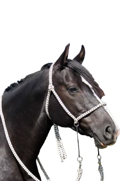 Outlet fra F.R.A. Freedom Riding Articles Nanouk bitless bridle (system 4) bomull med klipstøyler Black/White