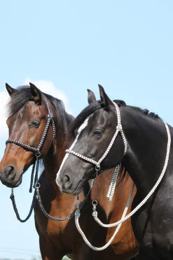 Outlet fra F.R.A. Freedom Riding Articles Nanouk bitless bridle (system 4) bomull med klipstøyler Black/White