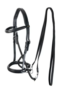 Hot fra F.R.A. Freedom Riding Articles Dietsji bittløst hodelag med tøyler (system 5) Black