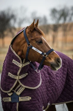 New horseware Amigo Stable Plus stalldekken med avtakbar halsdel, 200g Fig/Navy/Tan