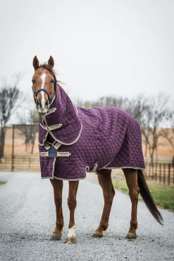 New horseware Amigo Stable Plus stalldekken med avtakbar halsdel, 200g Fig/Navy/Tan