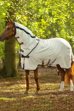 Hot horseware Rambo Natura Fluedekken med avtagbart halsstykke White/DarkBlue