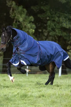 Hot horseware Rambo Optimo Plus Beitedekken, 0g Navy/Burg,Teal&Nvy