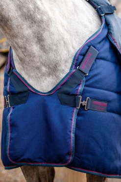Online horseware Rambo Optimo Plus Budle Beitedekken (med 200g Liner) Navy/Burg,Teal&Nvy