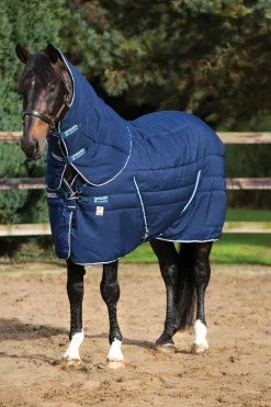 Online horseware Rambo Plus Vari-Layer stalldekken med avtakbar hals, 450 g DarkBlue/DarkBlue/White