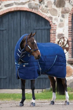 Online horseware Rambo Plus Vari-Layer stalldekken med avtakbar hals, 450 g DarkBlue/DarkBlue/White
