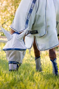 Outlet horseware Rambo Protector fluedekken med avtakbar hals Silver/DarkBlue