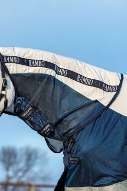 Discount horseware Rambo Summer Series utedekken med liner og avtakbar nakkedel, 100g Navy/Grey