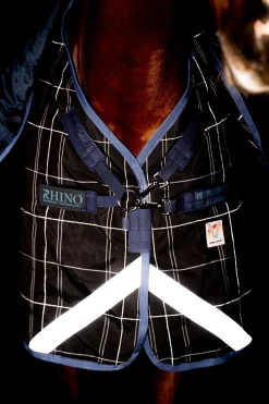 Clearance horseware Rhino Refletech Plus Vari-Layer utedekken inkl. avtakbar hals, 250 gram Midnightdarkblue/Indigoblue