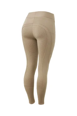 Discount horze Active helforsterkede ridetights til vinteren med fullgrip og telefonlomme DesertTaupeBeige