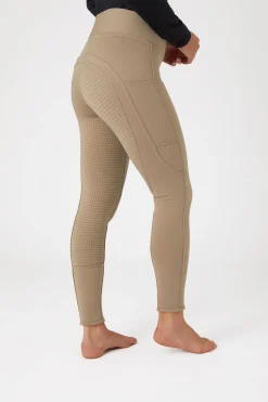 Discount horze Active helforsterkede ridetights til vinteren med fullgrip og telefonlomme DesertTaupeBeige
