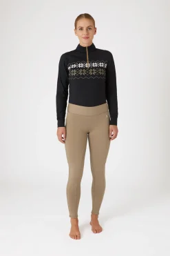 Discount horze Active helforsterkede ridetights til vinteren med fullgrip og telefonlomme DesertTaupeBeige