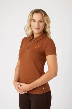 Clearance horze Amy kortermet poloskjorte i bomullstretch, dame BrownRobe