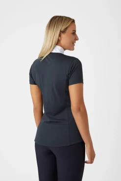horze Blaire kortermet teknisk stevneskjorte til damer med nettingdetaljer LSF 30+ DarkNavy