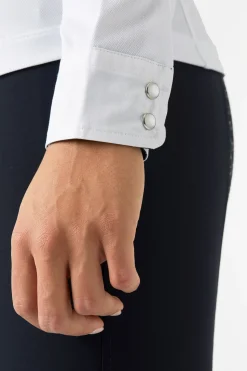 Hot horze Blaire langermet teknisk stevneskjorte til dame LSF 30+ White/DarkNavy