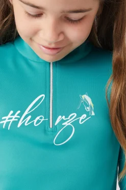 Clearance horze Cosma funksjonell langermet genser til barn GreenBlueSlate