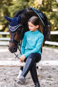 Clearance horze Cosma funksjonell langermet genser til barn GreenBlueSlate