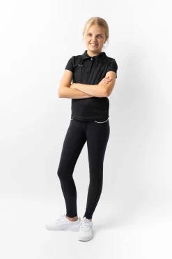 Discount horze Denise funksjonell kortermet poloskjorte, barn DarkNavy