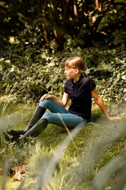 Discount horze Denise funksjonell kortermet poloskjorte, barn DarkNavy