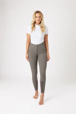 Hot horze Desiree helforsterket ridebukse, silikon, høyt liv, dame CastleRockDarkDrey