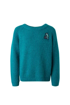 Online horze Dorina strikket genser til barn GreenBlueSlate