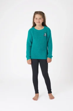 Online horze Dorina strikket genser til barn GreenBlueSlate