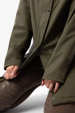 Online horze Elise regnjakke med fôret innside Olivegreen