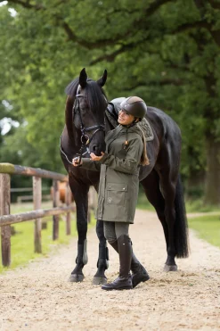 Online horze Elise regnjakke med fôret innside Olivegreen