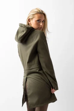 Online horze Elise regnjakke med fôret innside Olivegreen