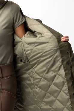 Online horze Elise regnjakke med fôret innside Olivegreen