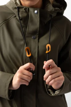 Online horze Elise regnjakke med fôret innside Olivegreen